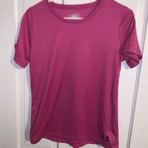 Pink dri fit under armour shirt